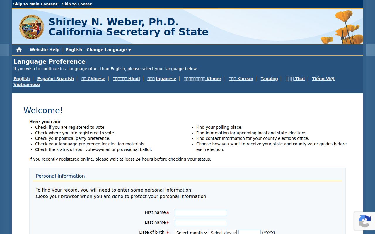 Chino residents directory California voter status lookup