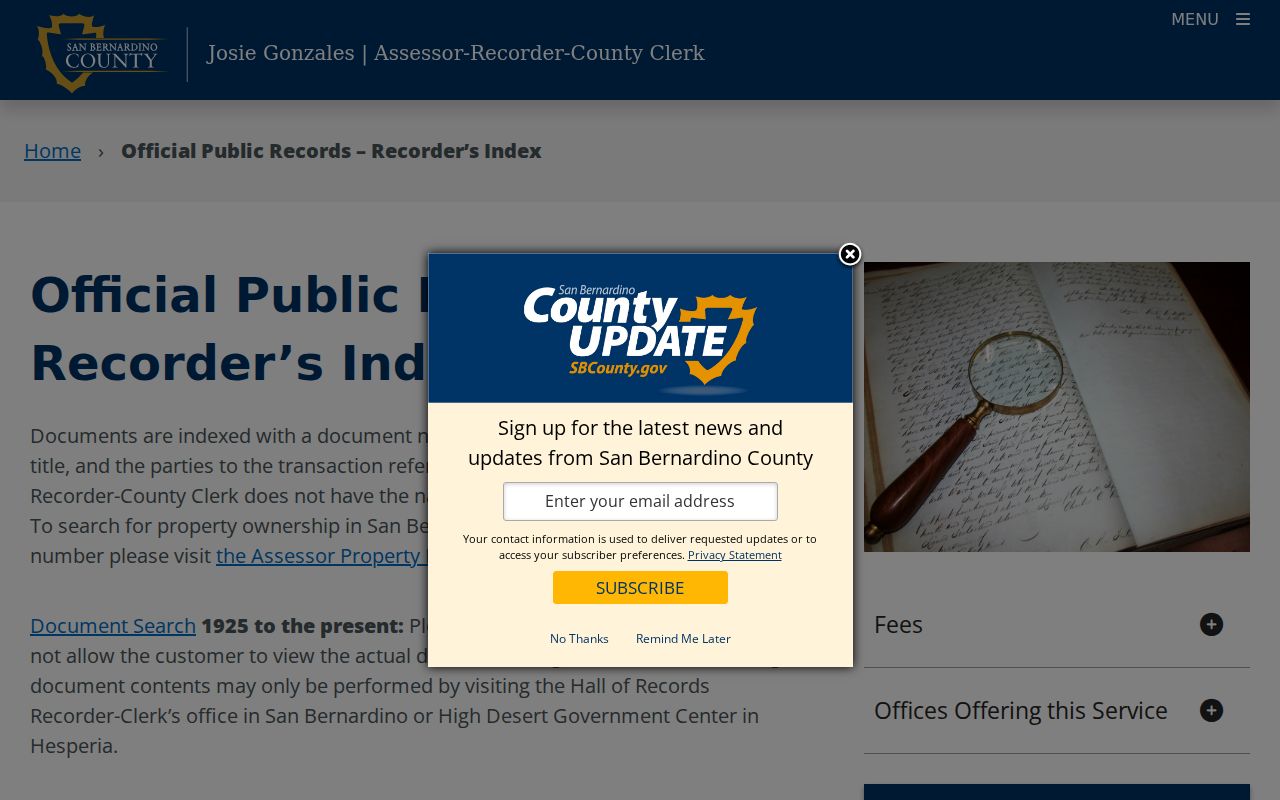 Chino residents directory county recorder index