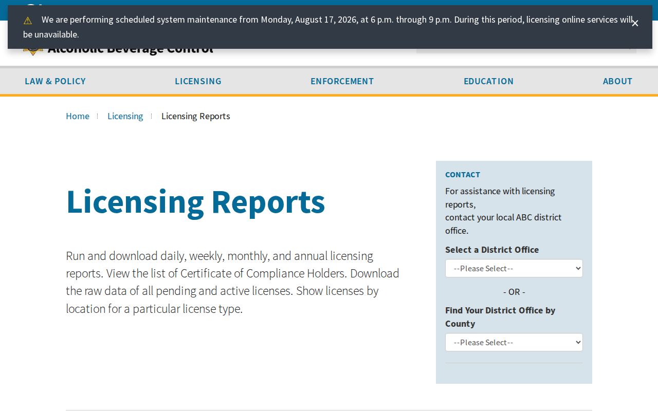 Chino resident lookup ABC license reports