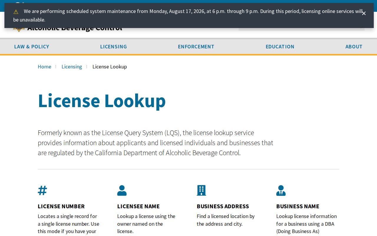 Chino resident lookup alcohol license search