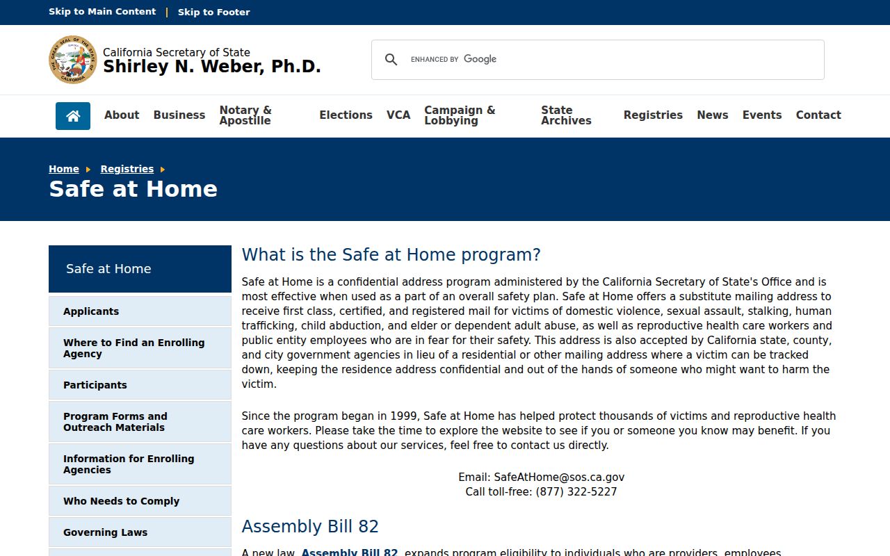 Chino resident lookup Safe at Home privacy program